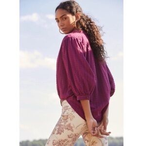 Anthropologie Pilcro Tavi Button-Down Blouse Raspberry